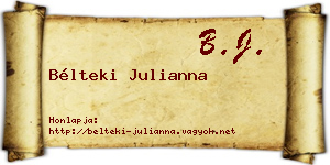 Bélteki Julianna névjegykártya